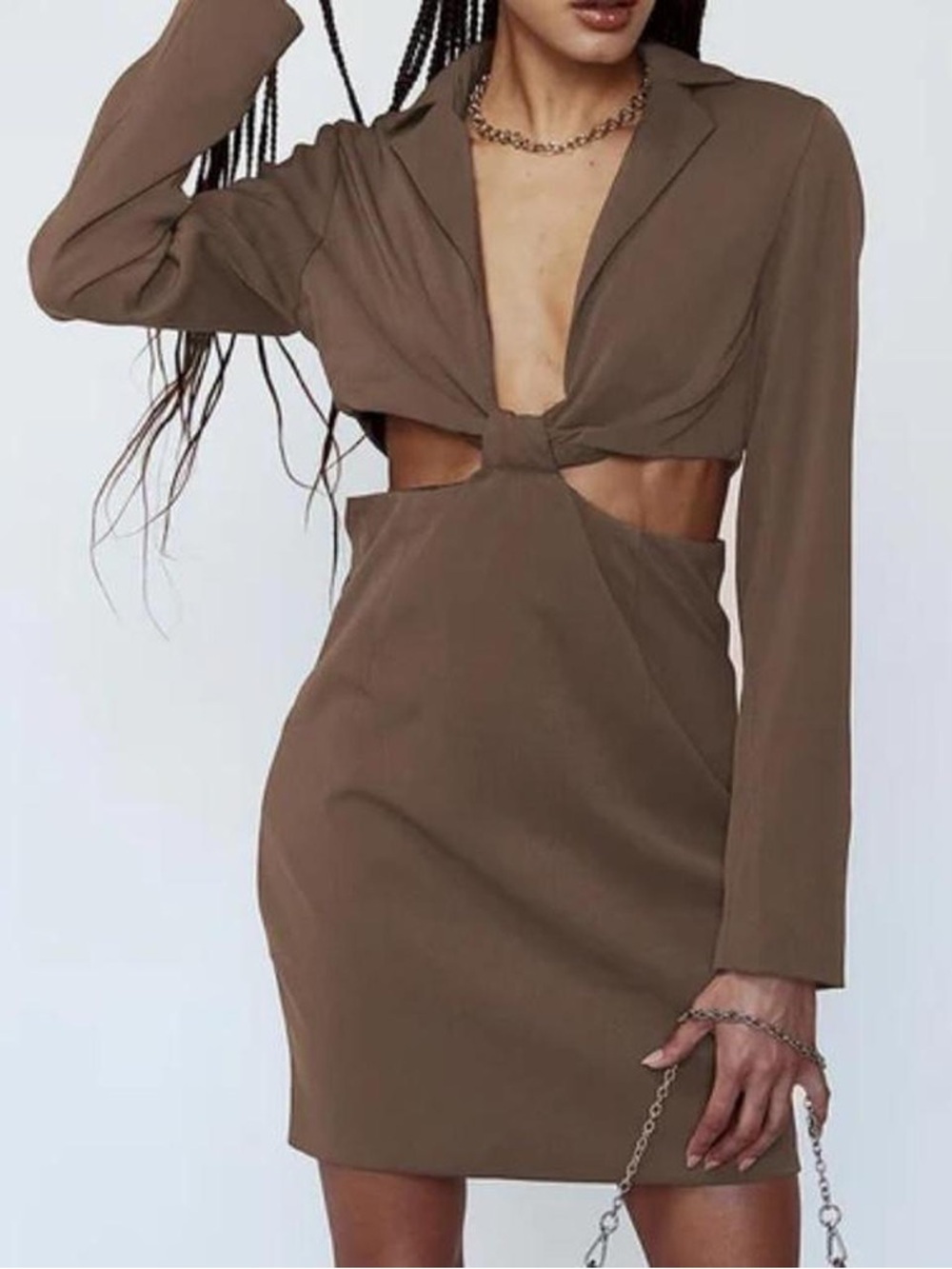 ✨Princess Polly Brown Cutout Knit Mini Dress